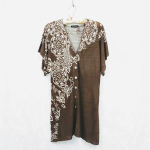 Gaby & Eden Short Sleeve Button Down Tunic Top